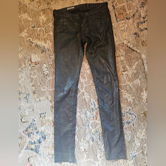 AG Adriano Goldschmied coated black jeans sz27 with 32" inseam,excellent conditi - Picture 4 of 6